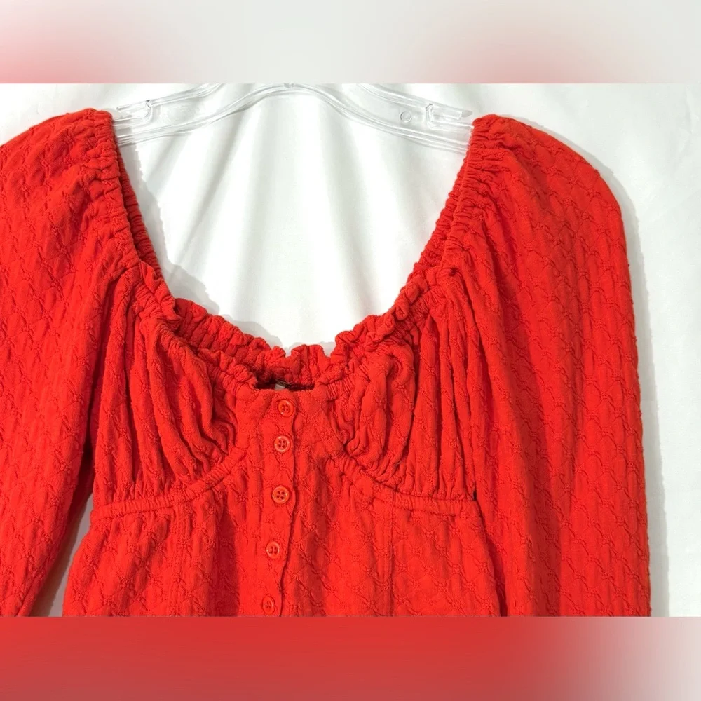 NWOT Free People Ladybug Corset Inspired Cropped Long Sleeve Button Down Blouse